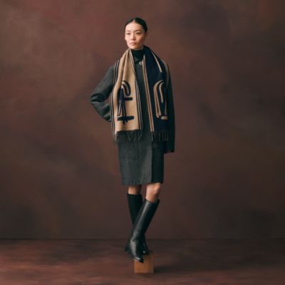 Maillons Traces scarf - Black | Hermès Mainland China